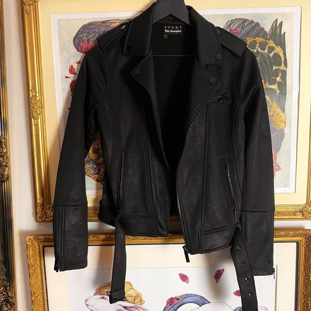 THE KOOPLES black moto jacket / vegan leather jacket EXTRA SMALL